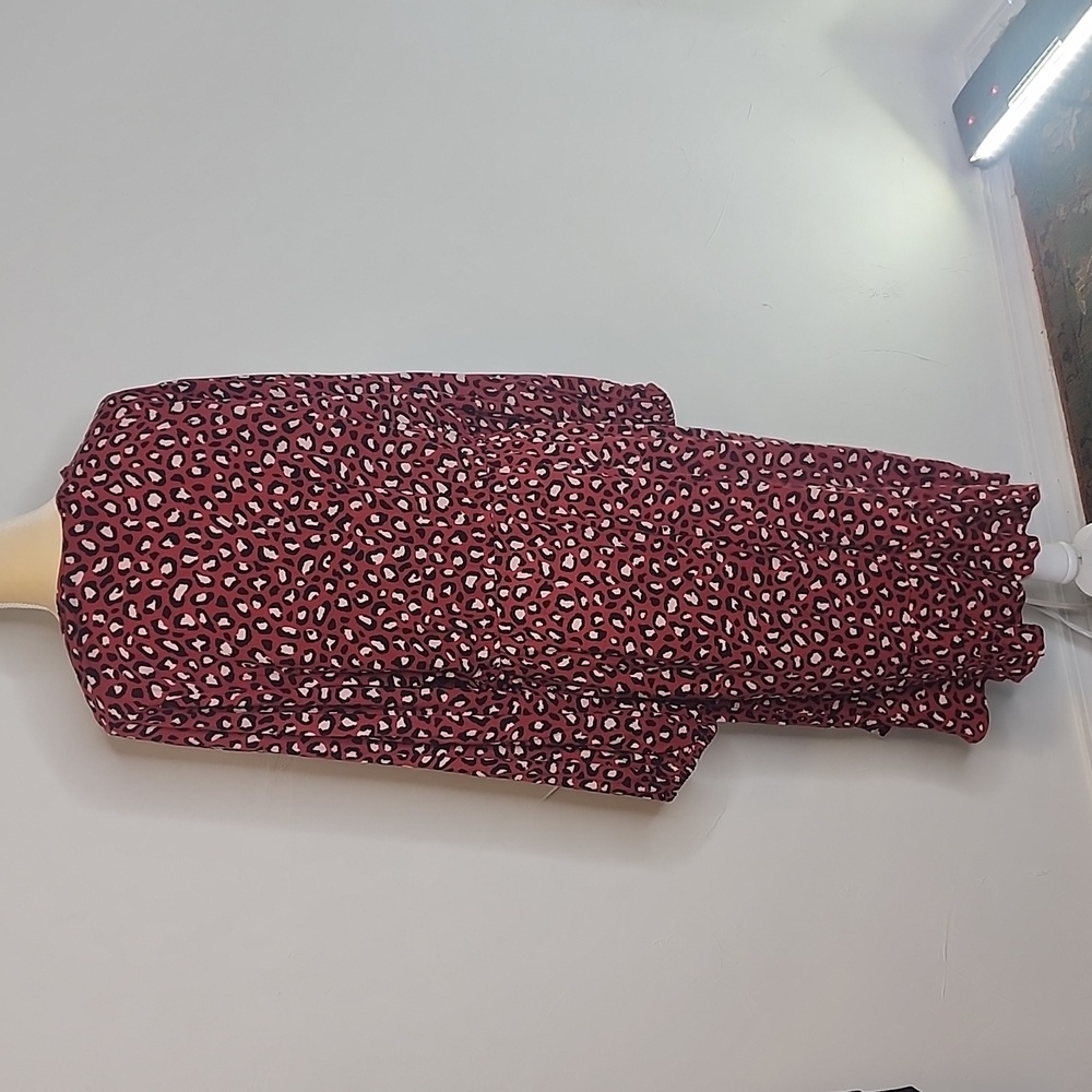 XL tall red cheetah print long sleeve dress - Picture 5 of 10